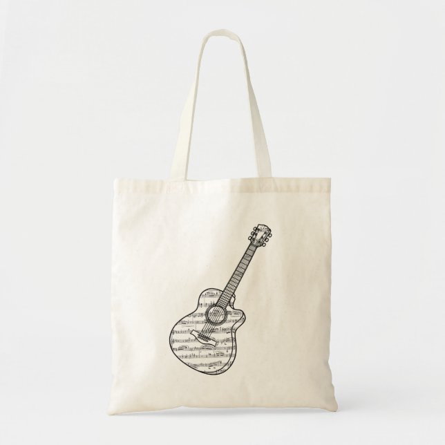 Bolso De Tela Guitar and Music Notes (Frente)