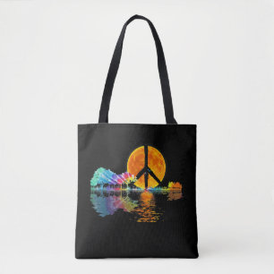 Bolso De Tela Guitar Lake Shadow Peace Love Guitar Hippie