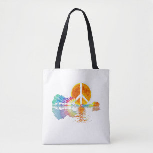 Bolso De Tela Guitar Lake Shadow Peace Love Guitar Hippie
