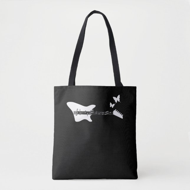 Bolso De Tela Guitar Music Lover Guitar Butterfly Notes (Anverso)