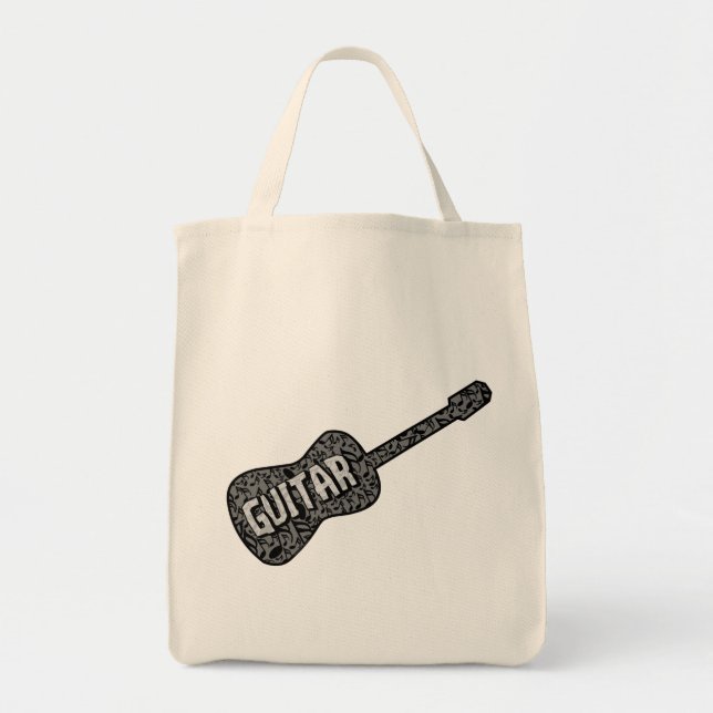 Bolso De Tela Guitar Music Notes Text (Frente)