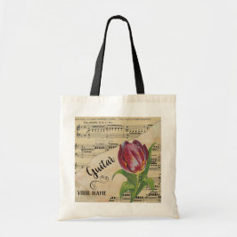 Bolso De Tela Guitar Tulip Vintage Sheet Music Personalizado