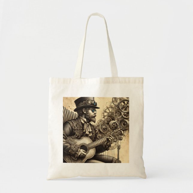 Bolso De Tela Guitarista de Steampunk (Frente)