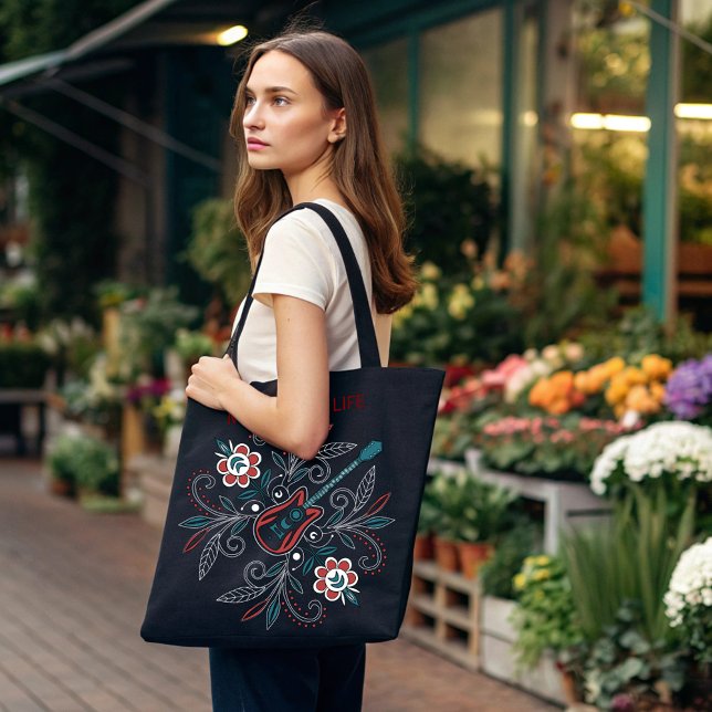 Bolso De Tela Guitarra Boho Rock’n’Roll con flores (Subido por el creador)