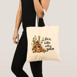 Bolso De Tela Guitarra De Nombre personalizar Con Girasol
