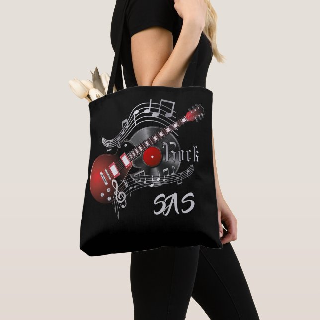 Bolso De Tela Guitarra de rock monograma - Rojo (Detalle)