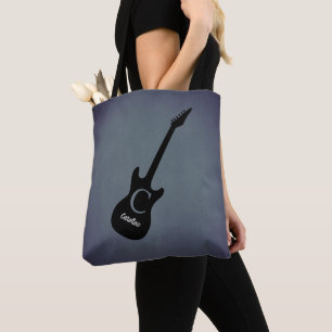 Bolso De Tela Guitarra eléctrica de color gris azul monogramo