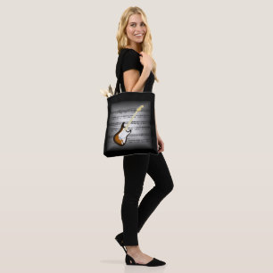 Bolso De Tela Guitarra Eléctrica~Música de hojas 3D~Gris de almo