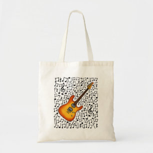 Bolso De Tela Guitarra Eléctrica Notas Musicales Músico Guitaria
