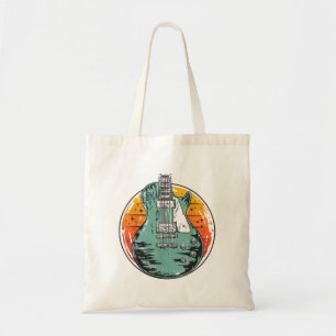 Bolso De Tela Guitarra Eléctrica Retro Atardecer Vintage Banda d