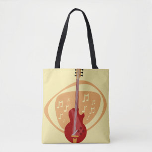 Bolso De Tela Guitarra Guay roja retro