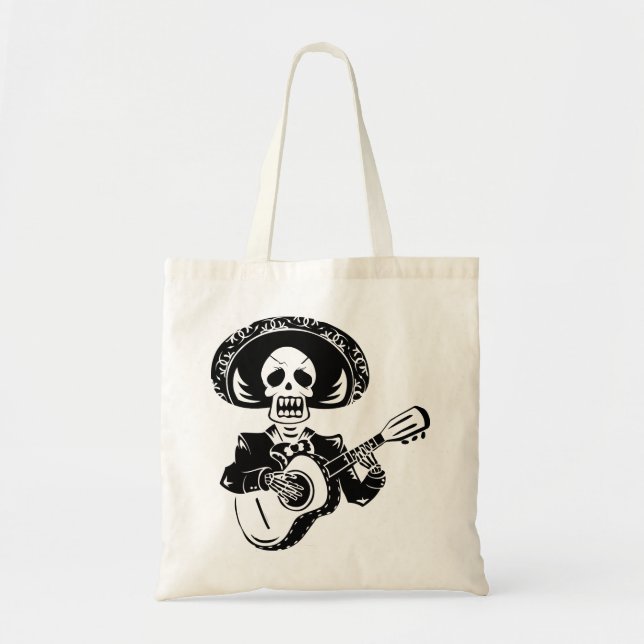 Bolso De Tela Guitarra que juega el día del esqueleto muerto (Frente)