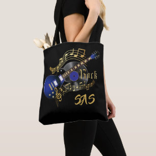 Bolso De Tela Guitarra rock monograma - azul