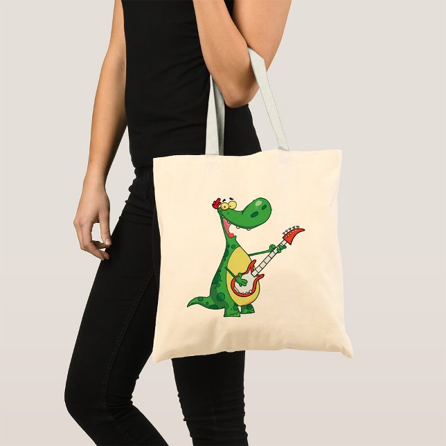 Bolso De Tela Guitarra Tocando Dinosaurio Tote Bag (Subido por el creador)