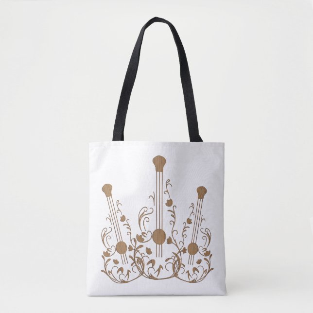 Bolso De Tela Guitarras de madera rizada (Anverso)