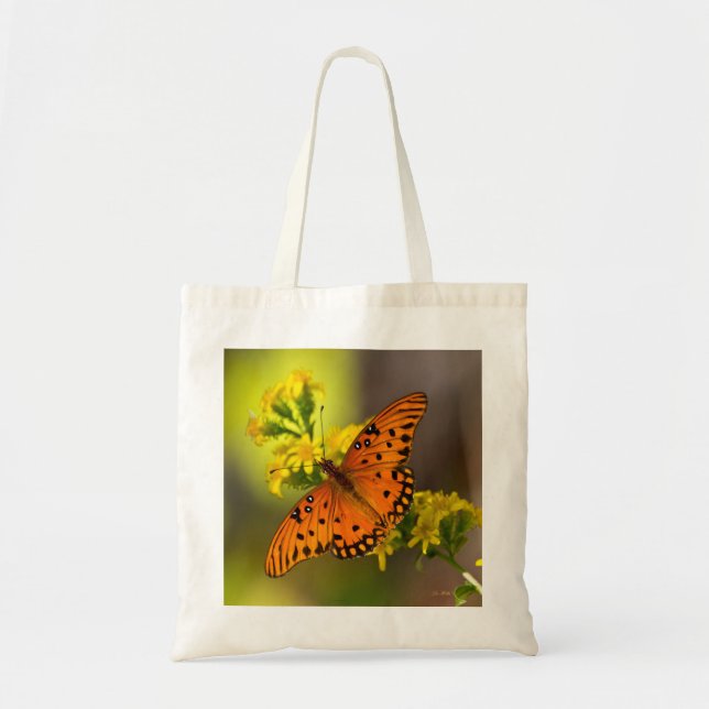 Bolso De Tela Gulf Fritillary aka Passion Butterfly on Goldenrod (Frente)