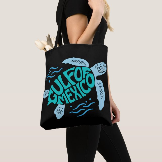 Bolso De Tela Gulf of Mexico Sea Turtle Typography (Detalle)