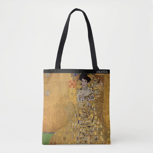 Bolso De Tela Gustav Klimt – Adele Bloch-Bauer – Custom Text  (Anverso)