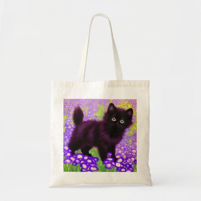 Bolso De Tela Gustav Klimt Black Kitten (Frente)