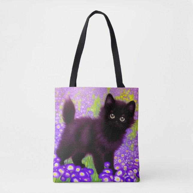 Bolso De Tela Gustav Klimt Black Kitten (Anverso)