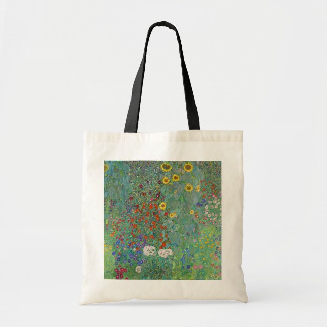 Bolso De Tela Gustav Klimt - Jardín de campo con girasoles (Frente)