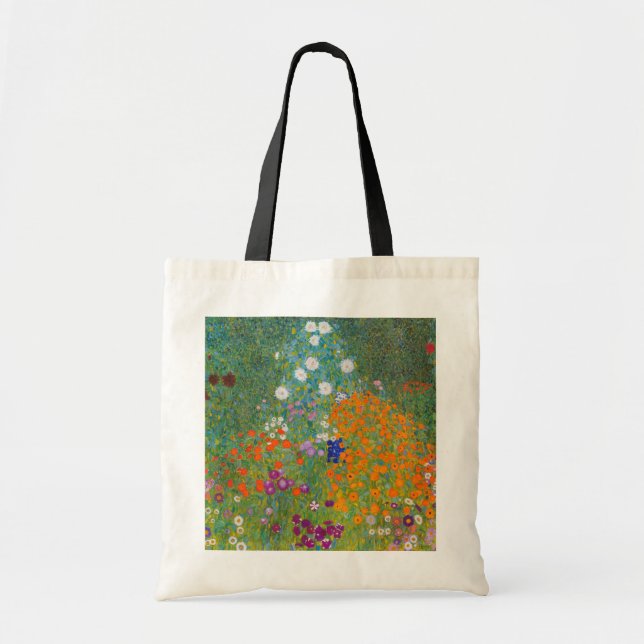 Bolso De Tela Gustav Klimt - Jardín de flores (Frente)