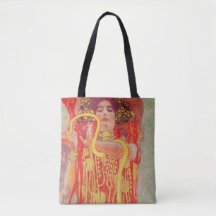 Bolso De Tela Gustav Klimt Red Woman Gold Snake Pintura