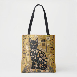 Bolso De Tela Gustav Klimt Style Black Cat Art
