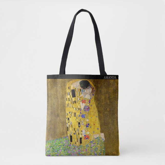 Bolso De Tela Gustav Klimt – The Kiss – Custom Text (Anverso)
