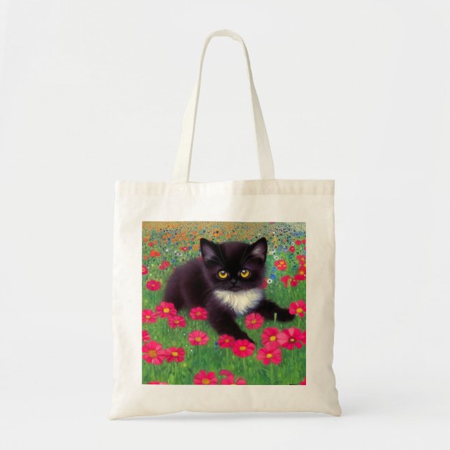 Bolso De Tela Gustav Klimt Tuxedo Cat (Frente)