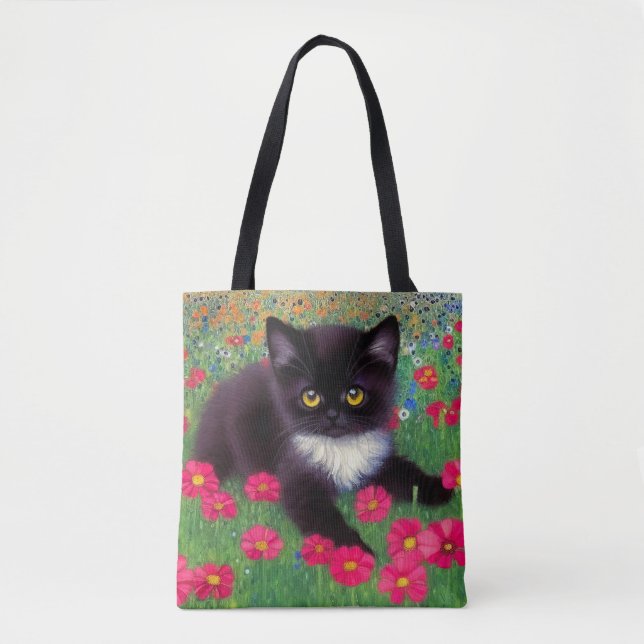 Bolso De Tela Gustav Klimt Tuxedo Cat (Anverso)