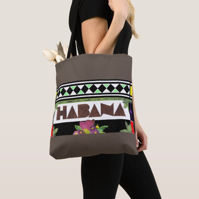 Bolso De Tela HABANA Impresión De Vidrio Manchado Kaki Rim (Detalle)