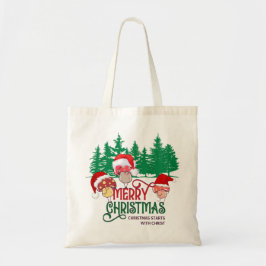 Bolso De Tela HABITACIONES DE NAVIDAD cristiana MERRY en bosque