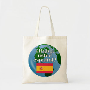 Bolso De Tela ¿Hablas español? Bandera y globo
