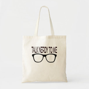 Bolso De Tela Hable Nerdy conmigo con Black Geek Glasses