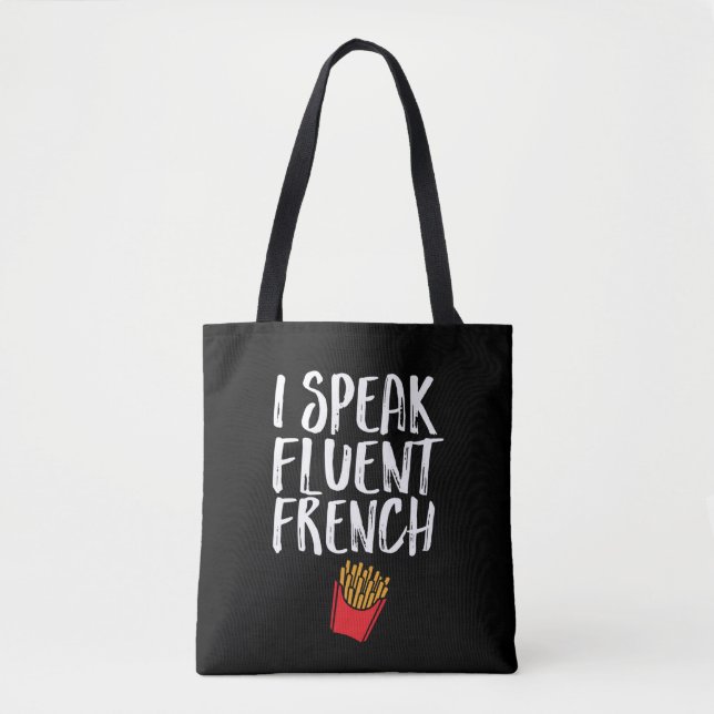 Bolso De Tela Hablo con fluidez Fries Franceses Graciosos Humor  (Anverso)