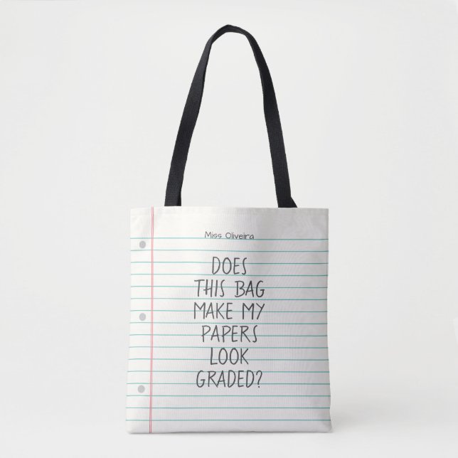 Bolso De Tela Hace que los papeles parezcan una escuela de nombr (Anverso)
