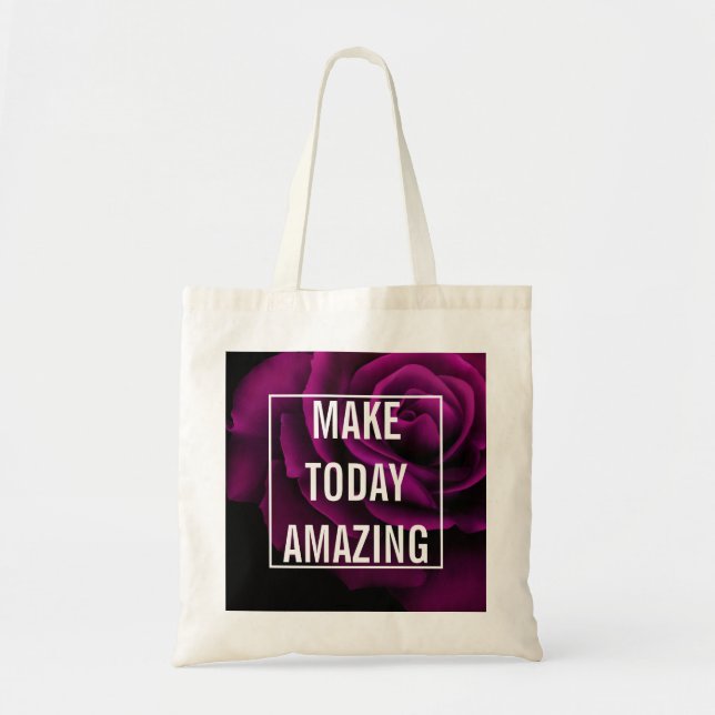 Bolso De Tela Hacer que hoy sea asombroso el Rosa púrpura Inspir (Frente)