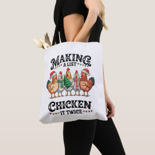 Bolso De Tela Haciendo Una Lista De Pollo Dos Veces Navidad Xmas