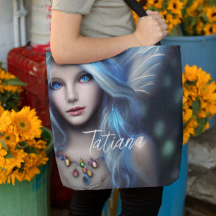 Bolso De Tela Hada azul mística etérea personalizada