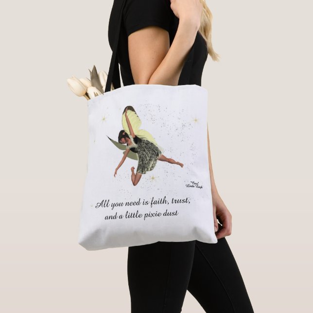 Bolso De Tela Hada chica Con Alas Amarillas Tote Bag (Detalle)
