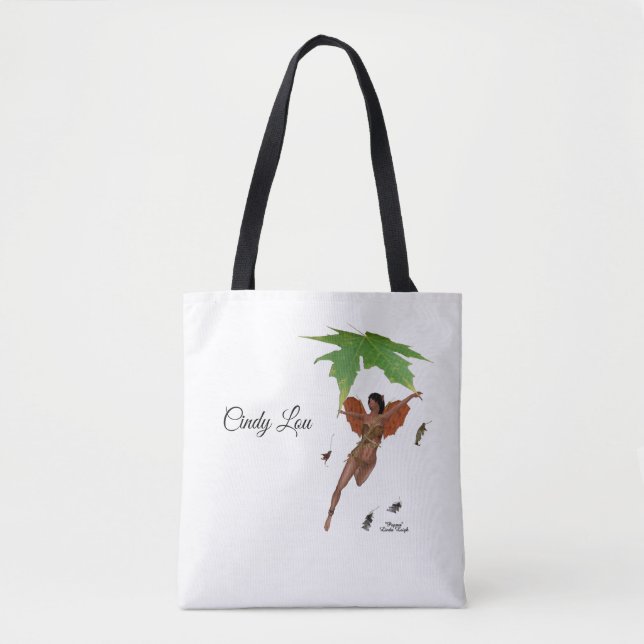 Bolso De Tela Hada Cuesta Con Alas Marrones Tote Bag (Anverso)
