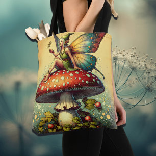 Bolso De Tela Hada de cosecha en un cuento de hadas retro