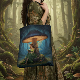 Bolso De Tela Hada de la Noche Encantada Leyendo un Libro