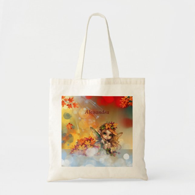 Bolso De Tela Hada de otoño con hojas caídas (Frente)