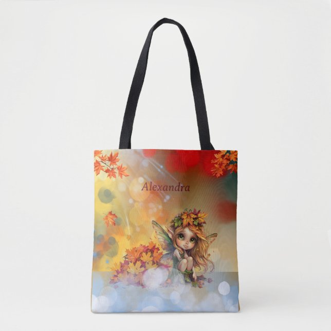 Bolso De Tela Hada de otoño con hojas caídas (Anverso)