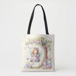 Bolso De Tela Hada de Pascua de primavera en acuarela