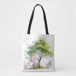 Bolso De Tela Hada de Pascua de primavera en acuarela