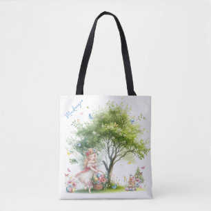 Bolso De Tela Hada de Pascua de primavera en acuarela