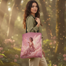 Bolso De Tela Hada de San Valentín en Nubes Rosadas Arte de Fant